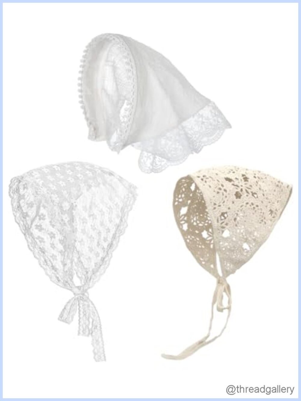 White Crochet Lace Head Scarf Boho Triangle Bandana Adjustable Hair Kerchief